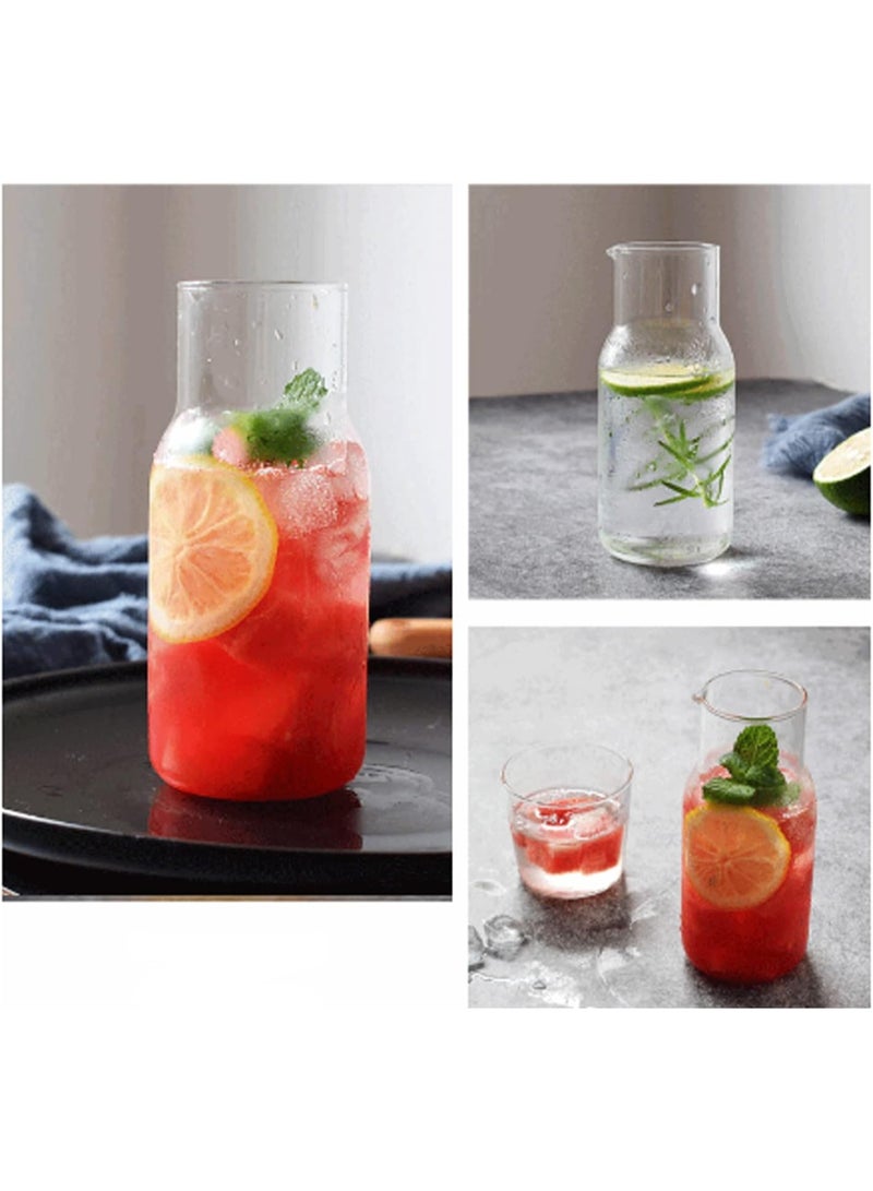 Bedside Glass Water Carafe Set with Cup, Glass Carafe with Lid Mouthwash Cups for Bedroom Bathroom Juice Wine Milk  (Clear) - Image 4